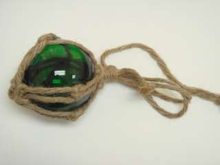 GREEN GLASS FLOAT BALL WITH FISHING NET BUOY 3 F 456  