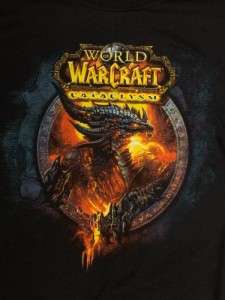 OFFICIAL LICENSED WOW WORLD OF WARCRAFT FLAMING LOGO BLACK MENS T 