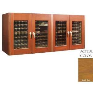   Door Wine Cellar Credenza   Glass Doors / Iced Oak Cabinet Appliances
