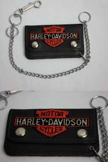 HARLEY DAVIDSON Mens Leather Wallet With Chain  