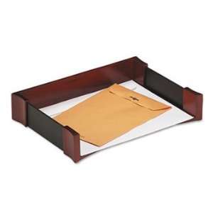  New Rolodex 81759   Letter Tray, Leather/Wood, Mahogany 