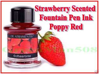 Strawberry Scent Fountain Pen Ink Fragrance   Poppy Red  
