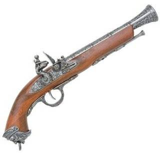 1800s Naval / Pirate Flintlock Pistol   Wood and Metal Replica Gun 