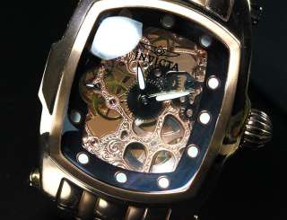 Invicta Mens Lupah Skeleton Mechanical Rose Bracelet Watch w/ 2 
