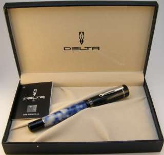 Delta Scrigno Pen Secrets Blue, Black & Rhodium Fountain Pen   Medium 