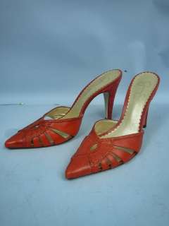 Jessica Simpson Red Leather High Heeled Slides  