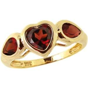   Gold Heart and Pear Gemstone Ring Garnet, size6.5 diViene Jewelry