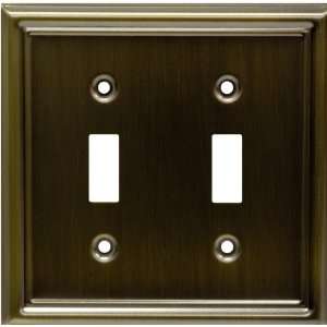   Antique Brass Metallic Double Switch Wall Plate: Home Improvement