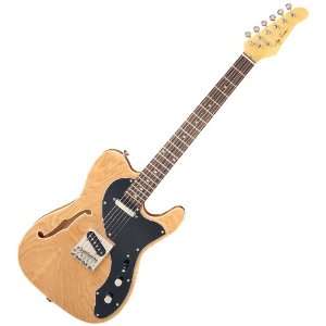   VINTAGE SEMI HOLLOW BODY NATURAL ELECTRIC GUITAR Musical Instruments