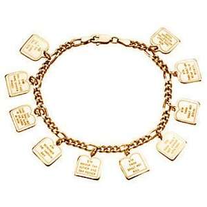   Yellow Gold Ten Commandments Charm Bracelet GEMaffair Jewelry