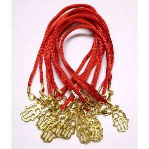 Red String Kabbalah Bracelets with Gold Tone Hamsa Hand CHAI Charm 