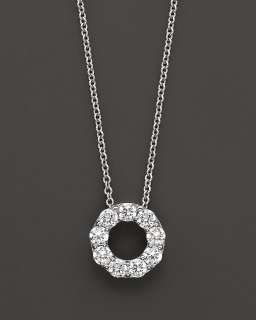 Diamond Circle Pendant Necklace in 14 Kt. White Gold, 0.65 ct. t.w 