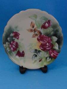 ANTIQUE J P LIMOGES HAND PAINTED SIGNED PLATE ROSES  