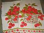   Vintage Kitschy Linen Basket Red Cherries Tea Dish Kitchen Towel NWOT