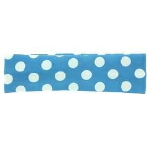 Nylon Stretch Fabric Headbands in Turquoise with White Polka Dots   5 