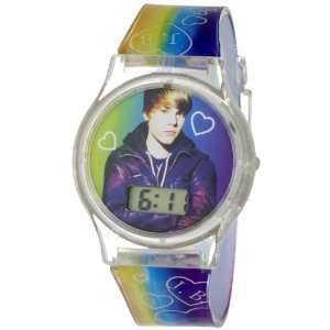 Justin Bieber Kids Round Multi Colored Digital Plastic Strap Watch