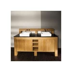   Under Counter Double Vanity W/ Two Sets of Doors & Open Shelf Space