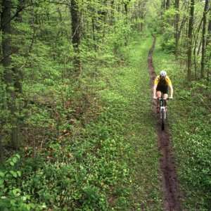  Mountain Biker on the Erie Canal Trail, Defiance, Ohio 