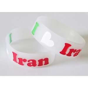  I Love Iran   Silicone Wristband / Bracelet   Iranian Flag 