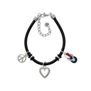   Flop Black Rubber Peace Love Charm Bracelet Arts, Crafts & Sewing