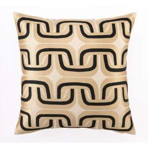  Trina Turk Geo Links Embroidered Taupe & Black Pillow 