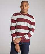   grey striped cotton long sleeve crewneck sweater style# 319493201