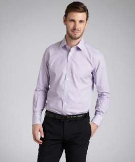 Alara purple bar striped slim fit dress shirt  