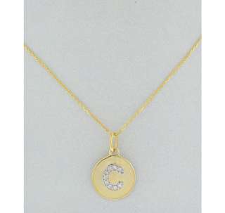 Elements by KC Designs gold and diamond C initial pendant necklace