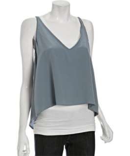 Twelfth St. By Cynthia Vincent blue silk lace cascade v neck camisole 
