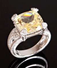    canary crystal and diamond Fontaine split shank ring 