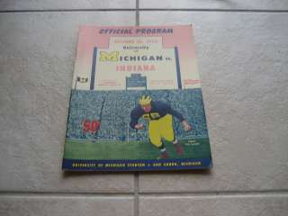 Michigan Indiana NCAA College Football Program Oct 30th 1954  