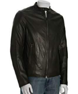 Theory dark brown leather Jett motorcycle jacket   