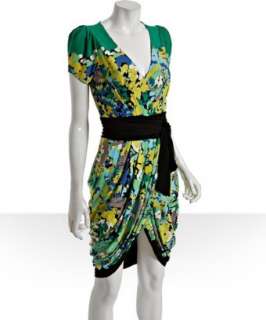 BCBGMAXAZRIA emerald jersey floral print tulip dress   up to 
