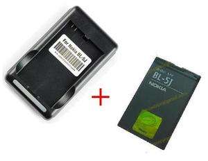 New BL 5J Battery+USB Wall Charger For Nokia 5800 X6 N900 5230  
