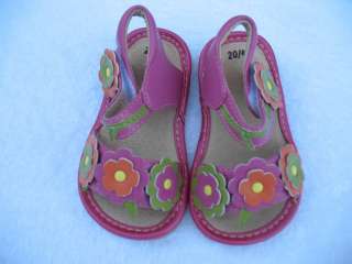 NWT Girls Leather Sandals Multi Flower Squeaky Shoes  