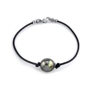  Tahitian Baroque Pearl Leather Bracelet Jewelry
