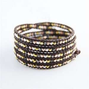 Stunning 4 color Bead Leather Wrap Bracelet, Wrap 5 to 6 Times Around 