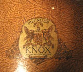 VINTAGE ANTIQUE KNOX MENS HAT BOX WITH LEATHER STRAP & BUCKLE  