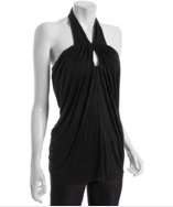 Casual Couture by Green Envelope black stretch jersey draped halter 