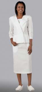 Peaches 3/4 Sleeve White Double Collar Church Suit Dress Usher Suit 