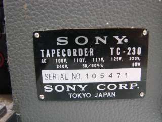 Sony Vtg Reel to Reel Tape Recorder Tapecorder TC 230 Sterecorder 