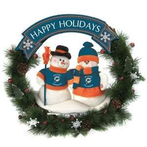  Pack of 2 NFL Miami Dolphins 20 Snowmen Christmas Wreaths 