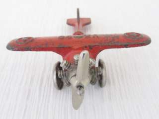 Vintage Red Cast Iron Toy Airplane  