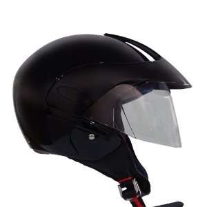  Motorcycle Scooter Open Face Helmet DOT   Glossy Black 