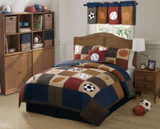   SPORTS BOYS BASEBALL STATE TWIN FULL QUEEN QUILT BEDDING SET  