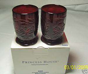   House Fantasia Ruby Red Votive Holders Juice Glasses Vases NIB  
