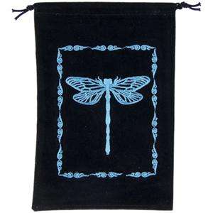   Embroidered Black Velveteen Bag ~ Tarot Cards Runes Stones Crystals