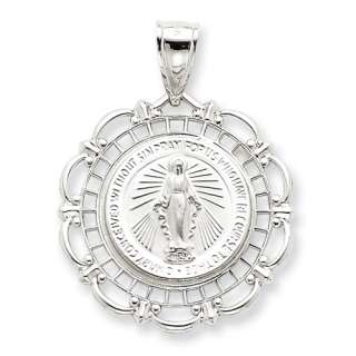 New Religious 14k White Gold Blessed Mary Medal  