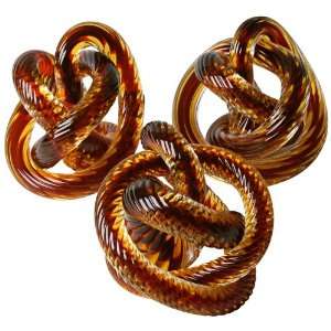   of Three Copper Knots Hand Crafted Glass Sculptures