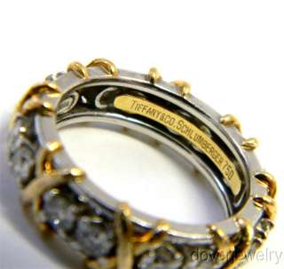 Tiffany & Co Schlumberger Diamond 18K Gold Platinum Band Ring NR 